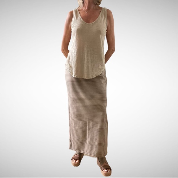 Life is Good Maxi Skirt Tan with Brown Stripes S - Picture 4 of 6